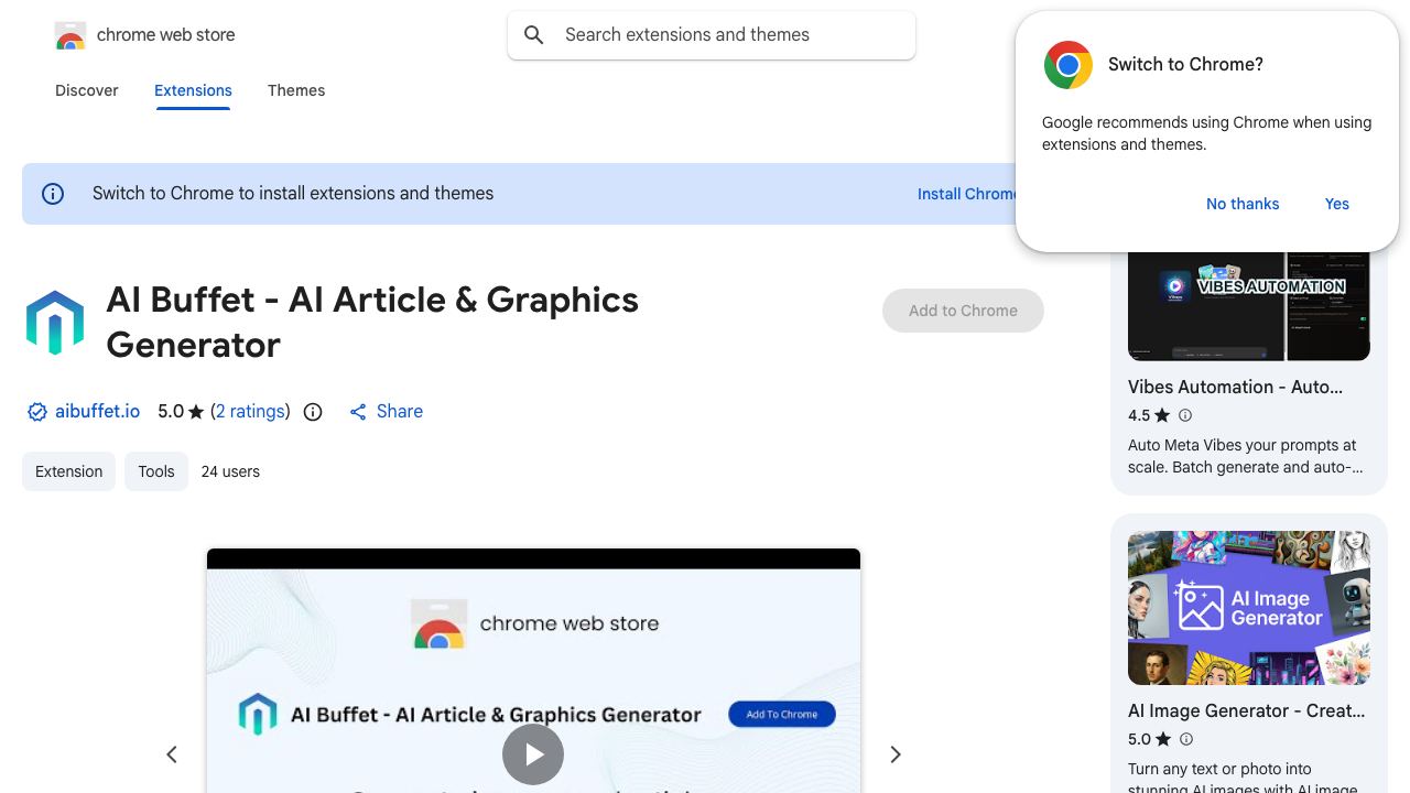AI Buffet - AI Article & Graphics Generator 网站截图