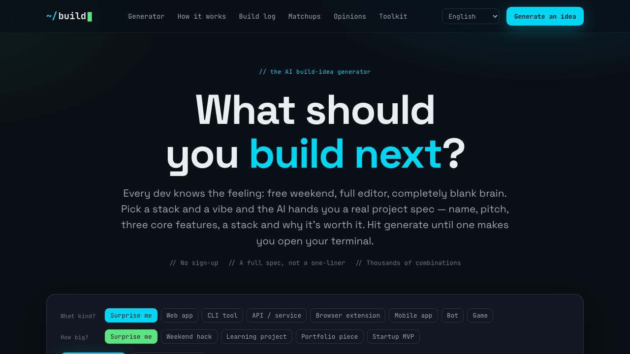 What should I build next? 网站截图