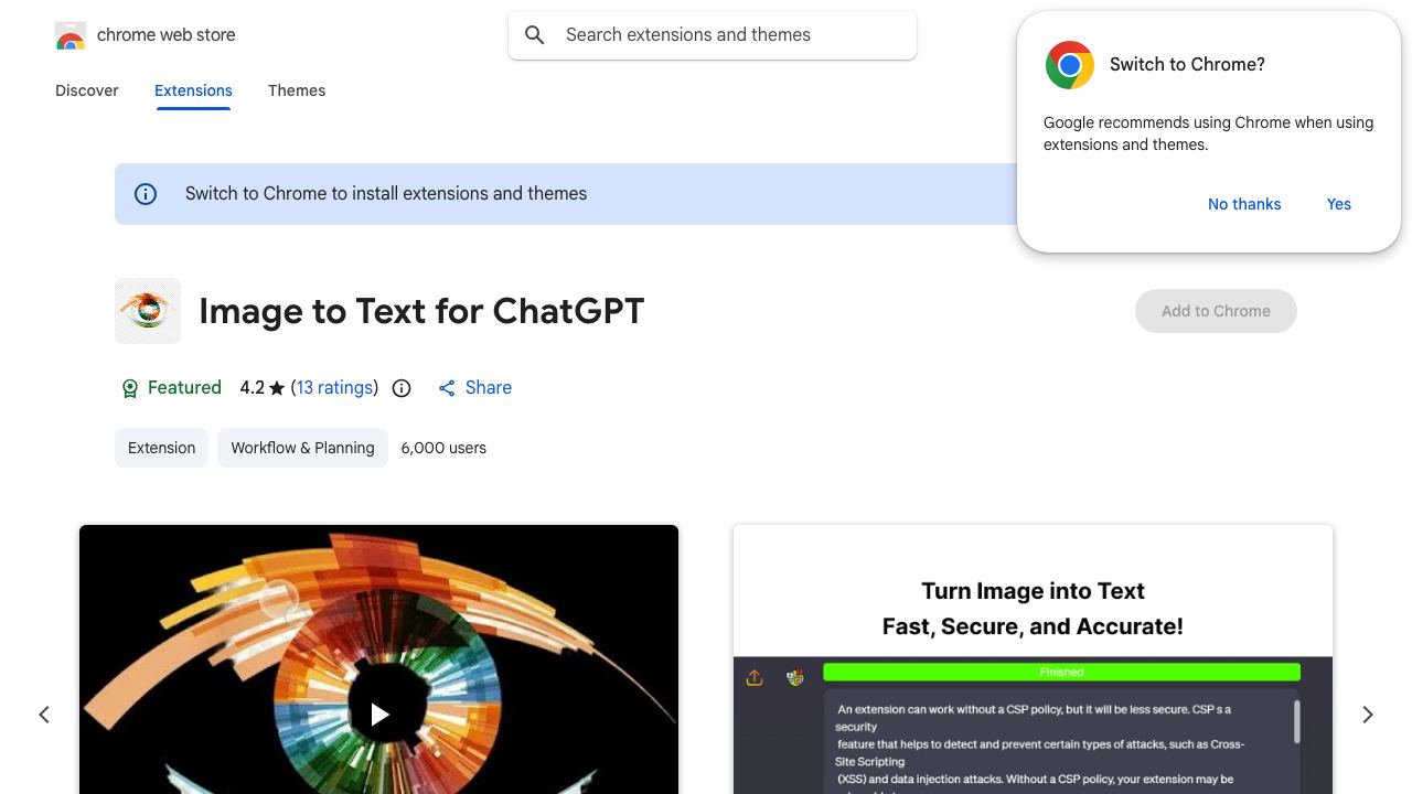 Image to Text for ChatGPT 网站截图
