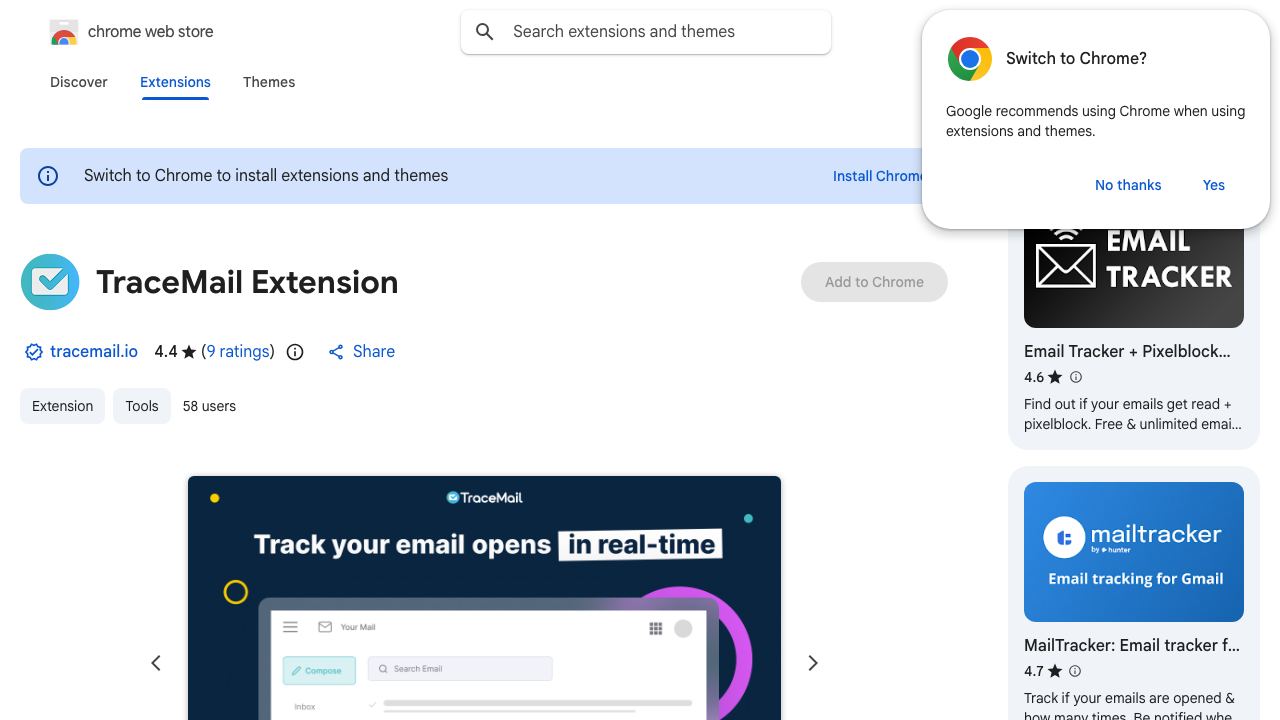 TraceMail Extension 网站截图