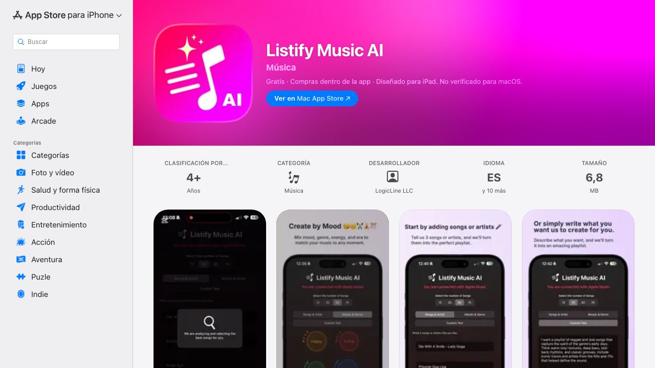 Listify Music AI 网站截图