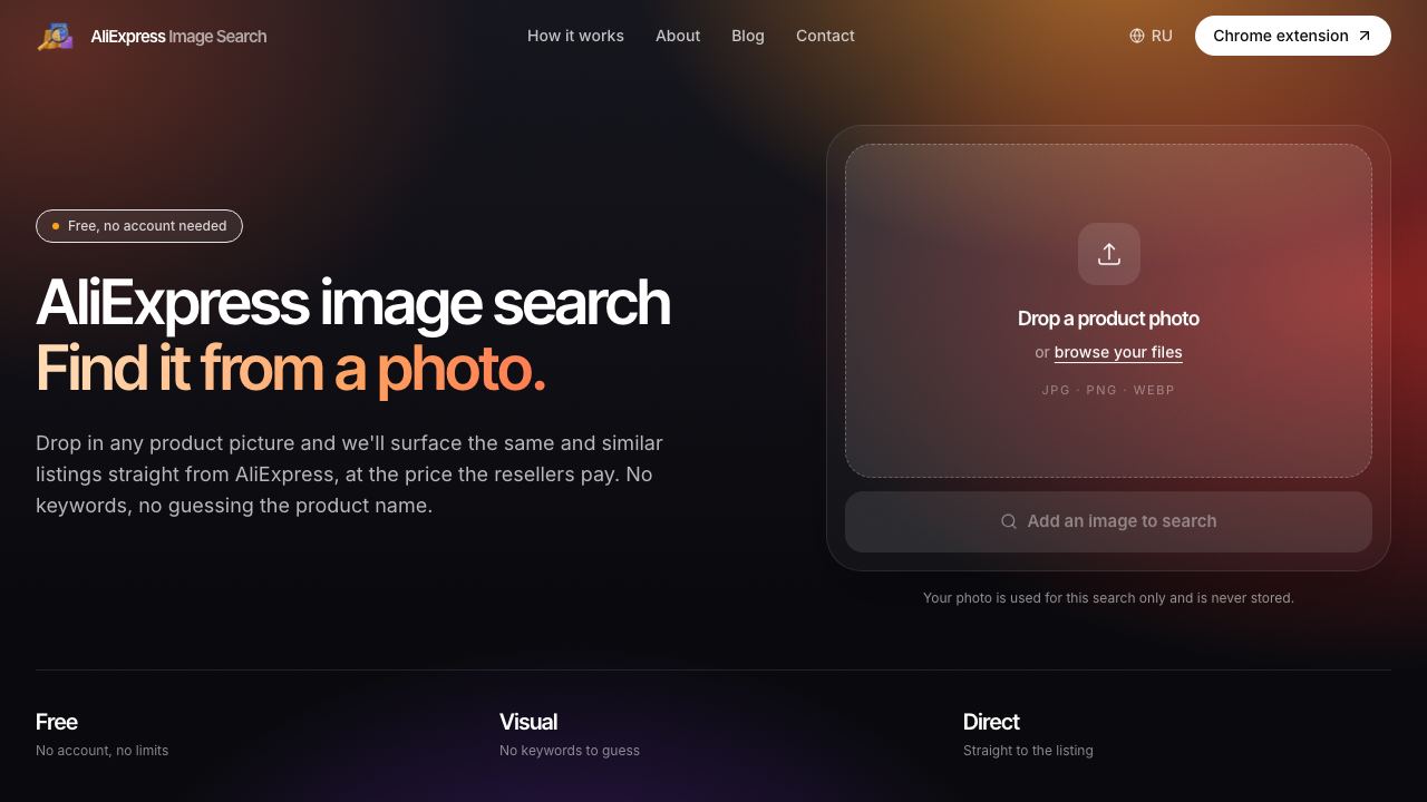 AliExpress Image Search 网站截图