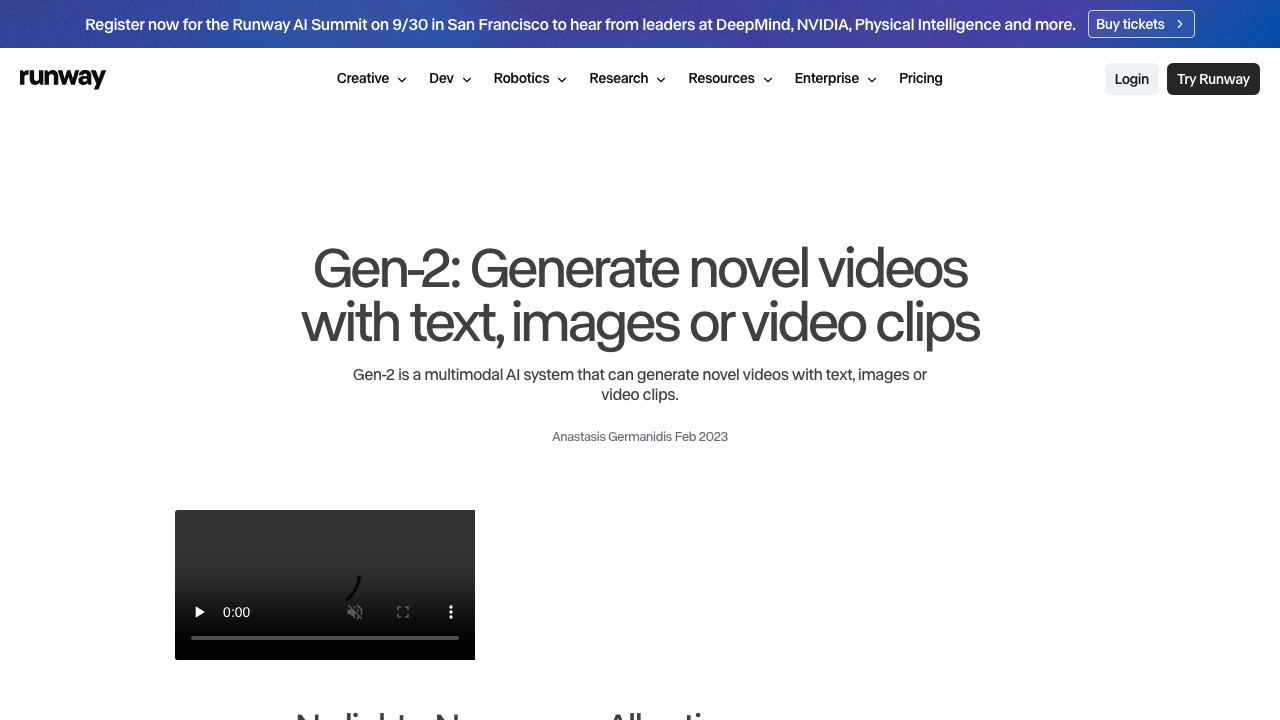 Gen-2 by Runway 网站截图