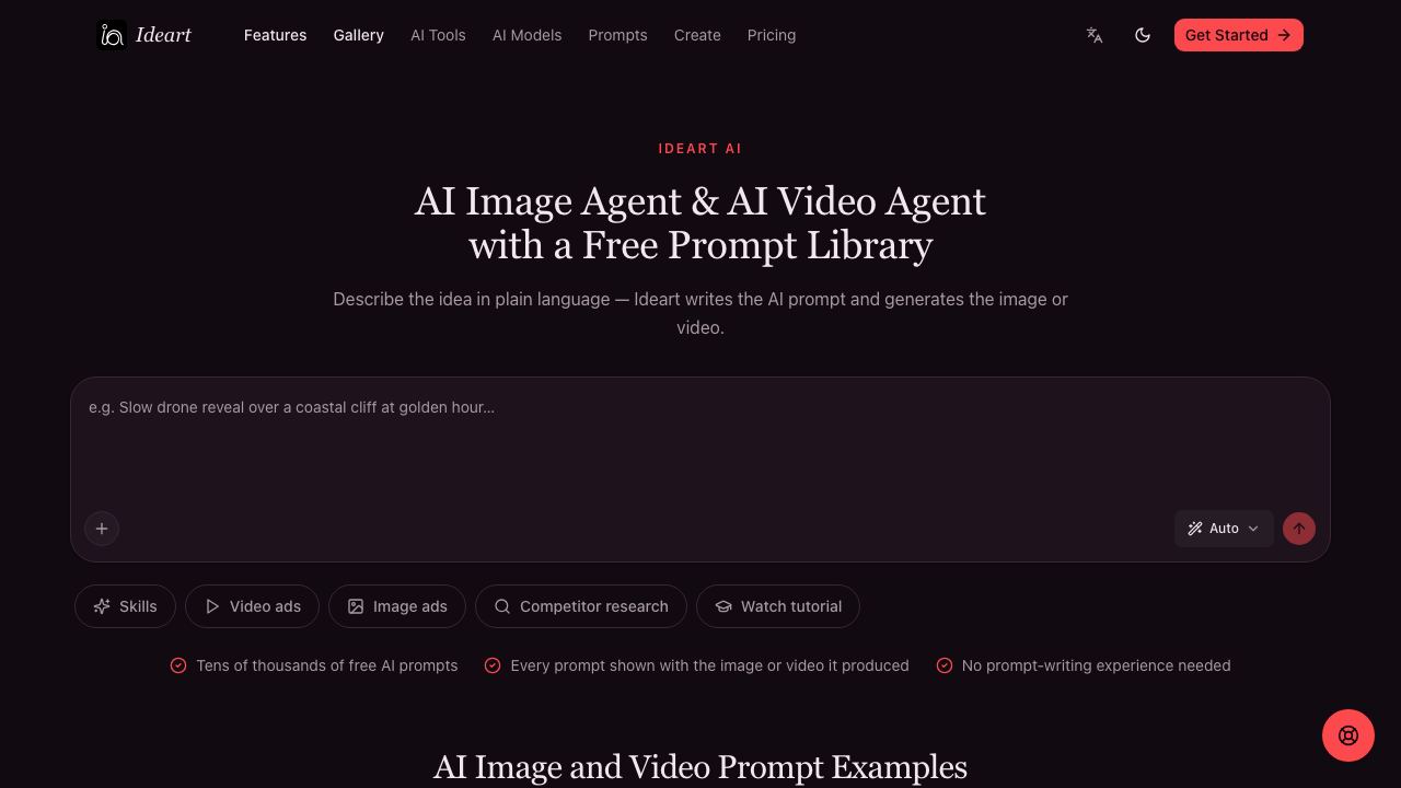 IDEART AI website screenshot