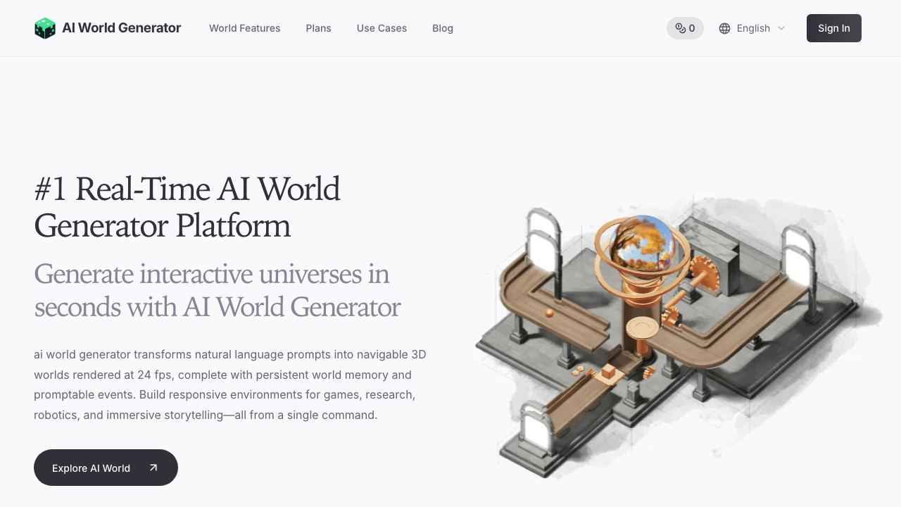 AI World Generator website screenshot