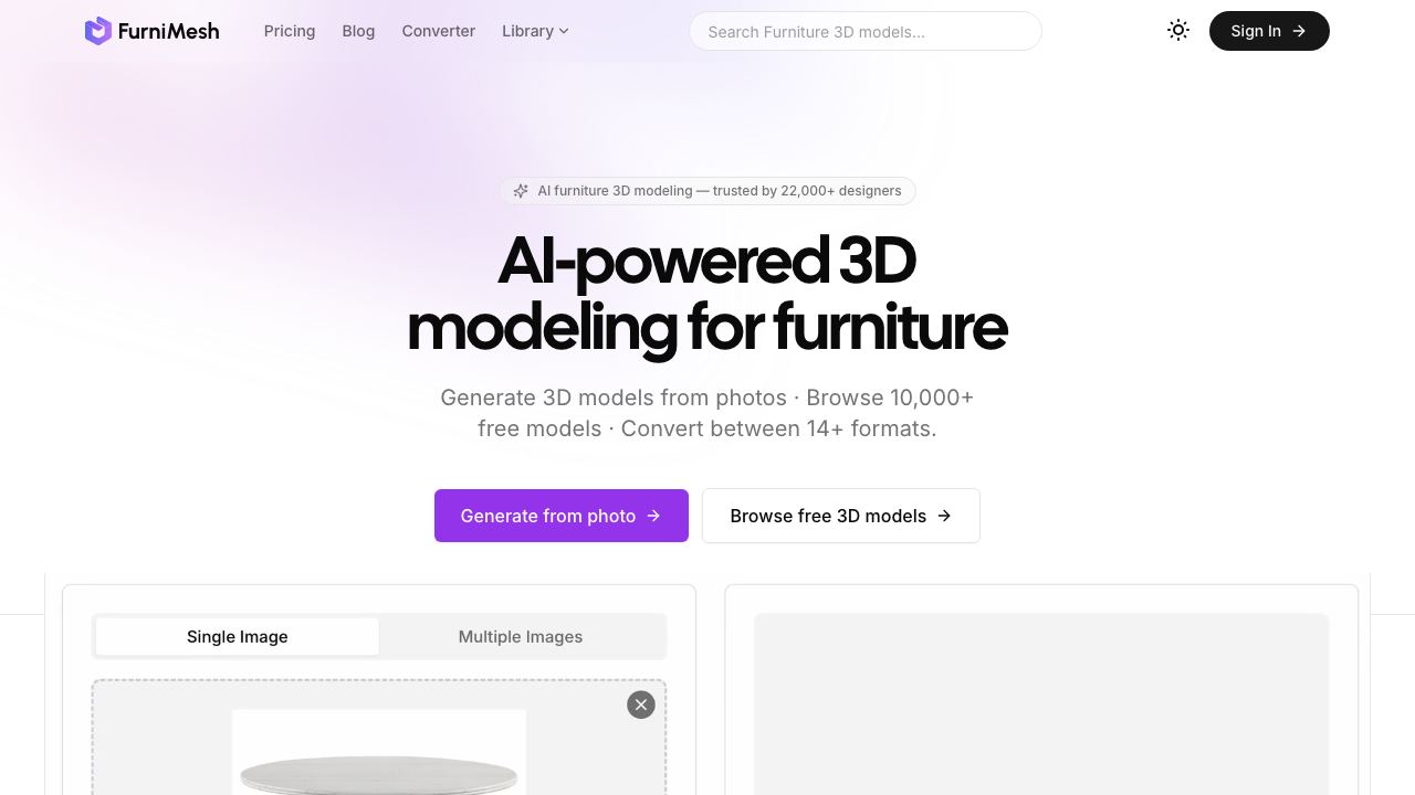 FurniMesh 网站截图