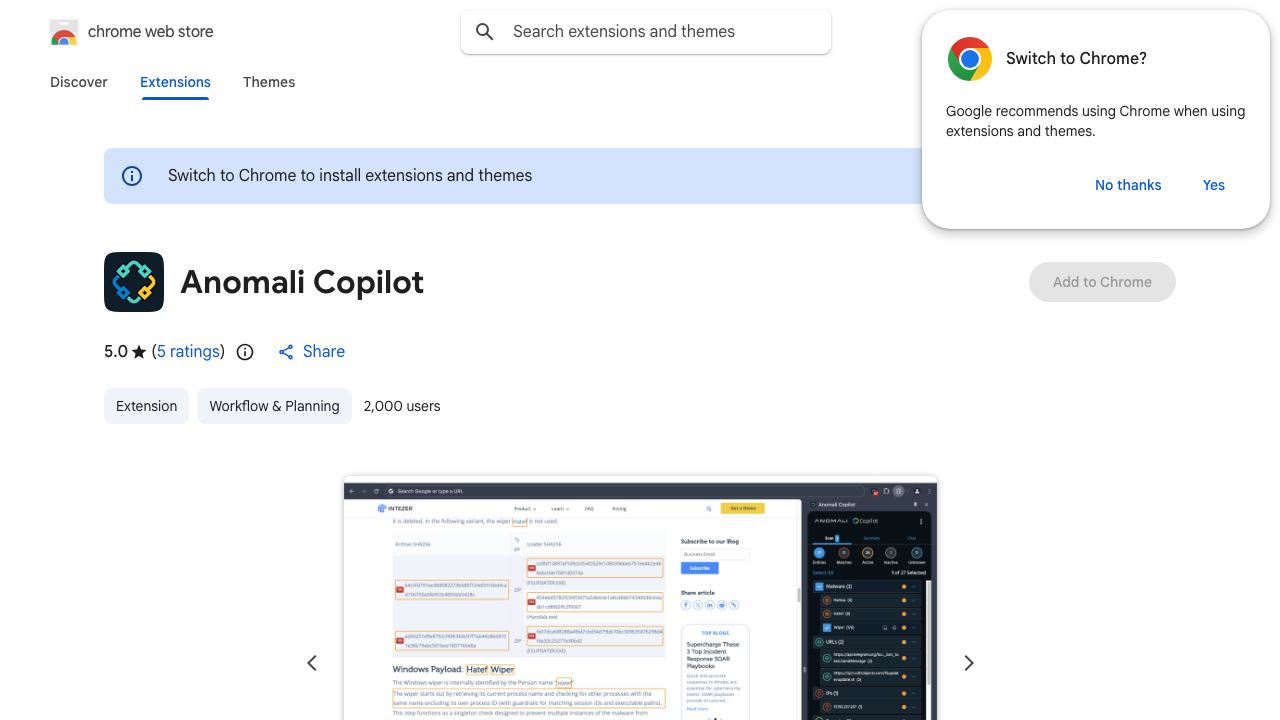 Anomali Copilot 网站截图