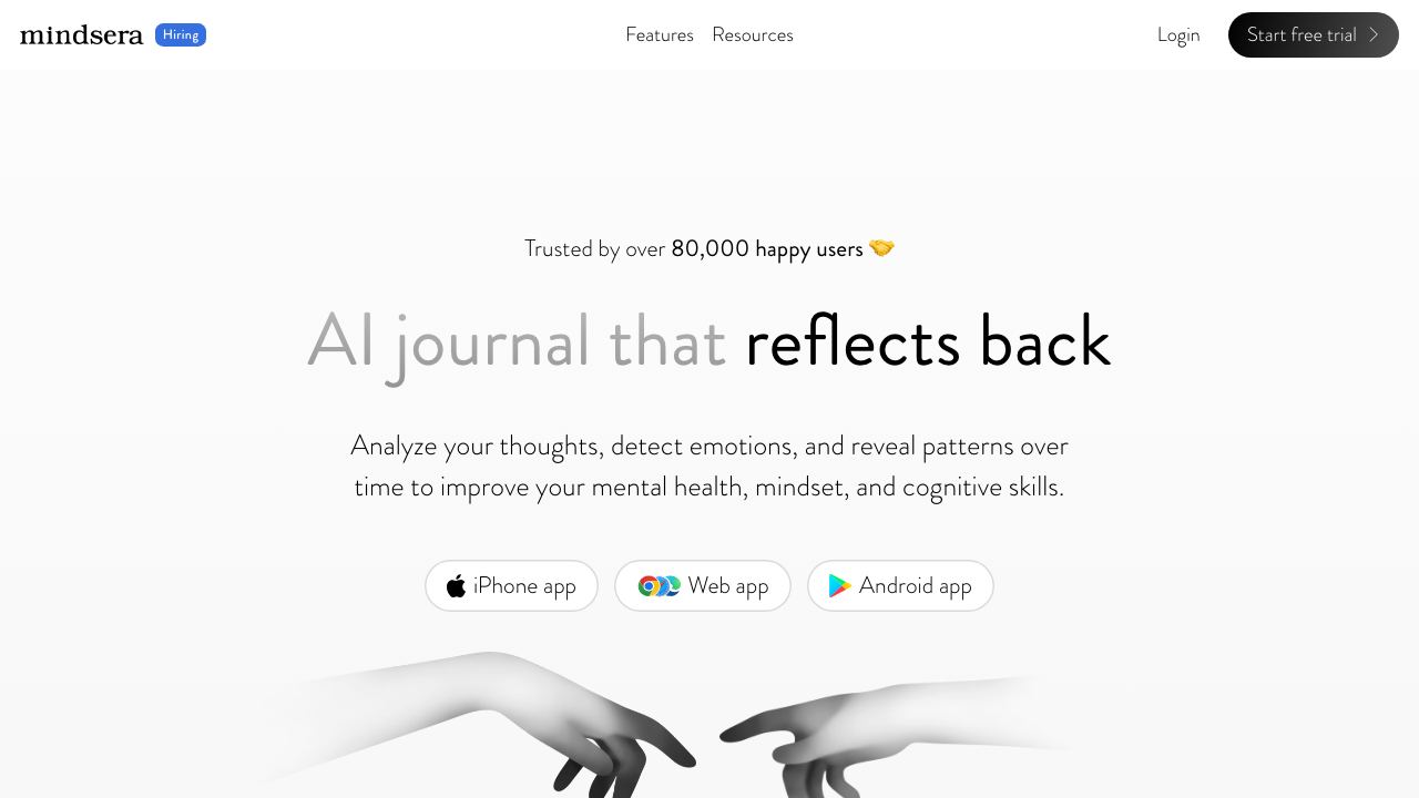 Mindsera website screenshot