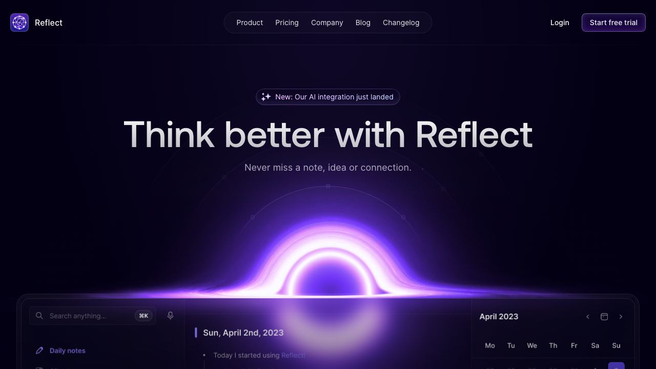 Reflect website screenshot