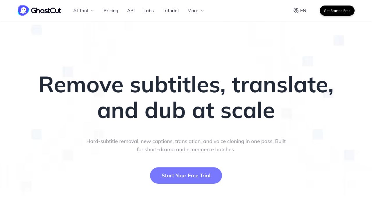 GhostCut website screenshot
