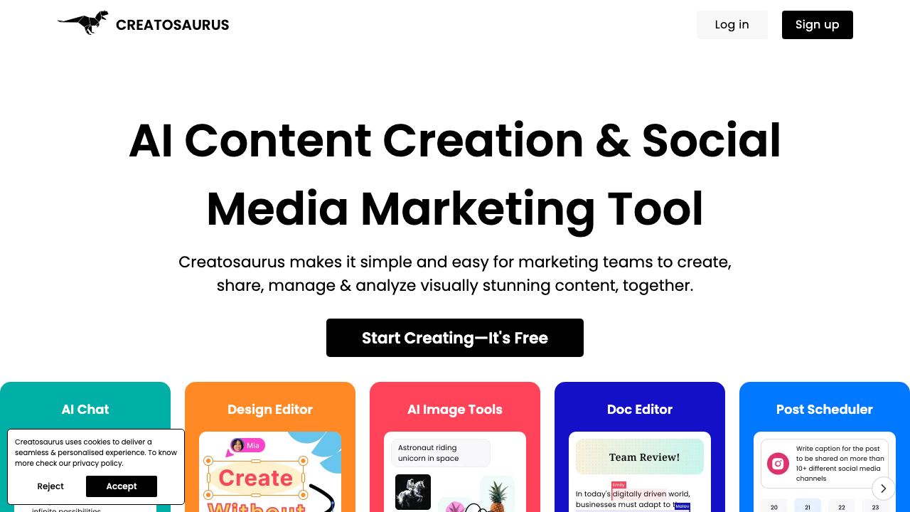 Creatosaurus website screenshot