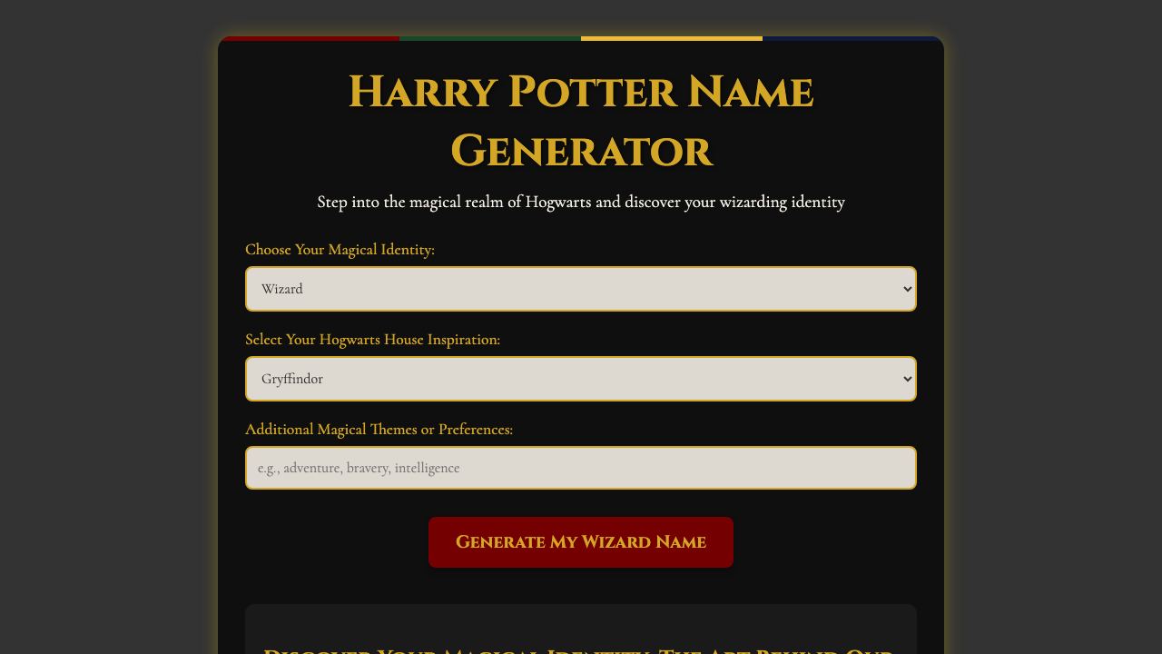 Harry Potter Name Generator 网站截图
