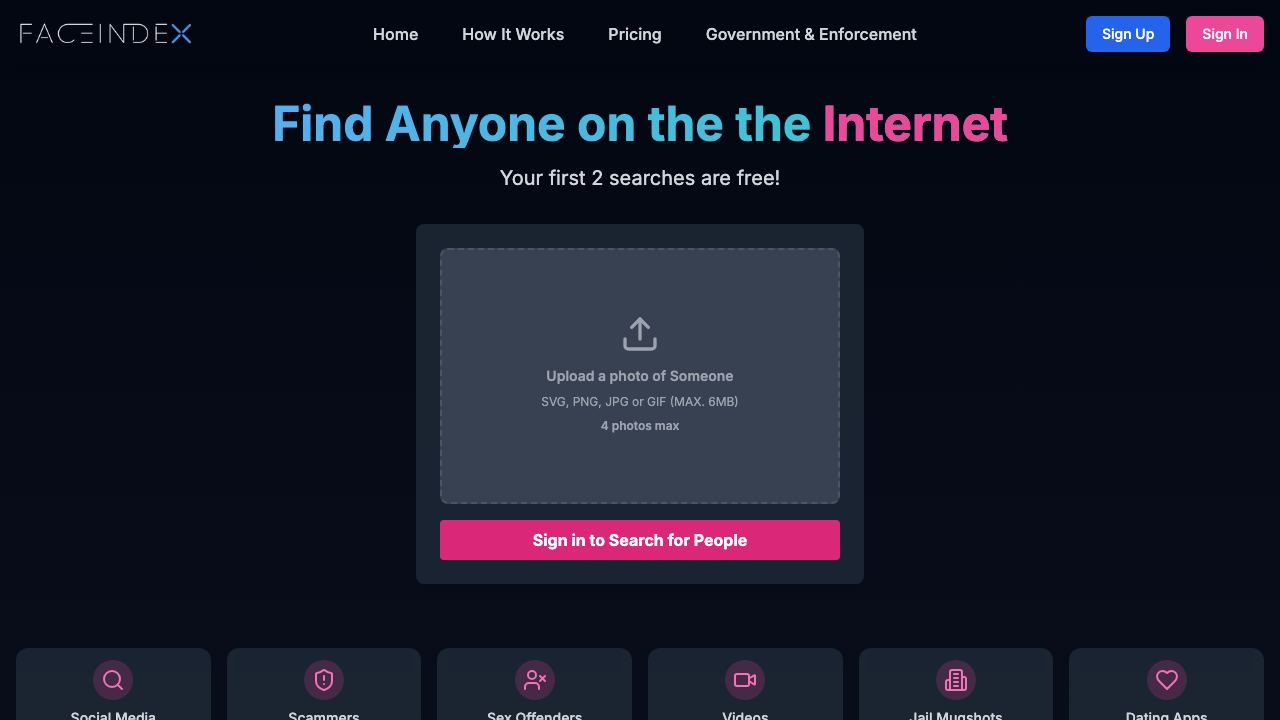 Face Index 网站截图