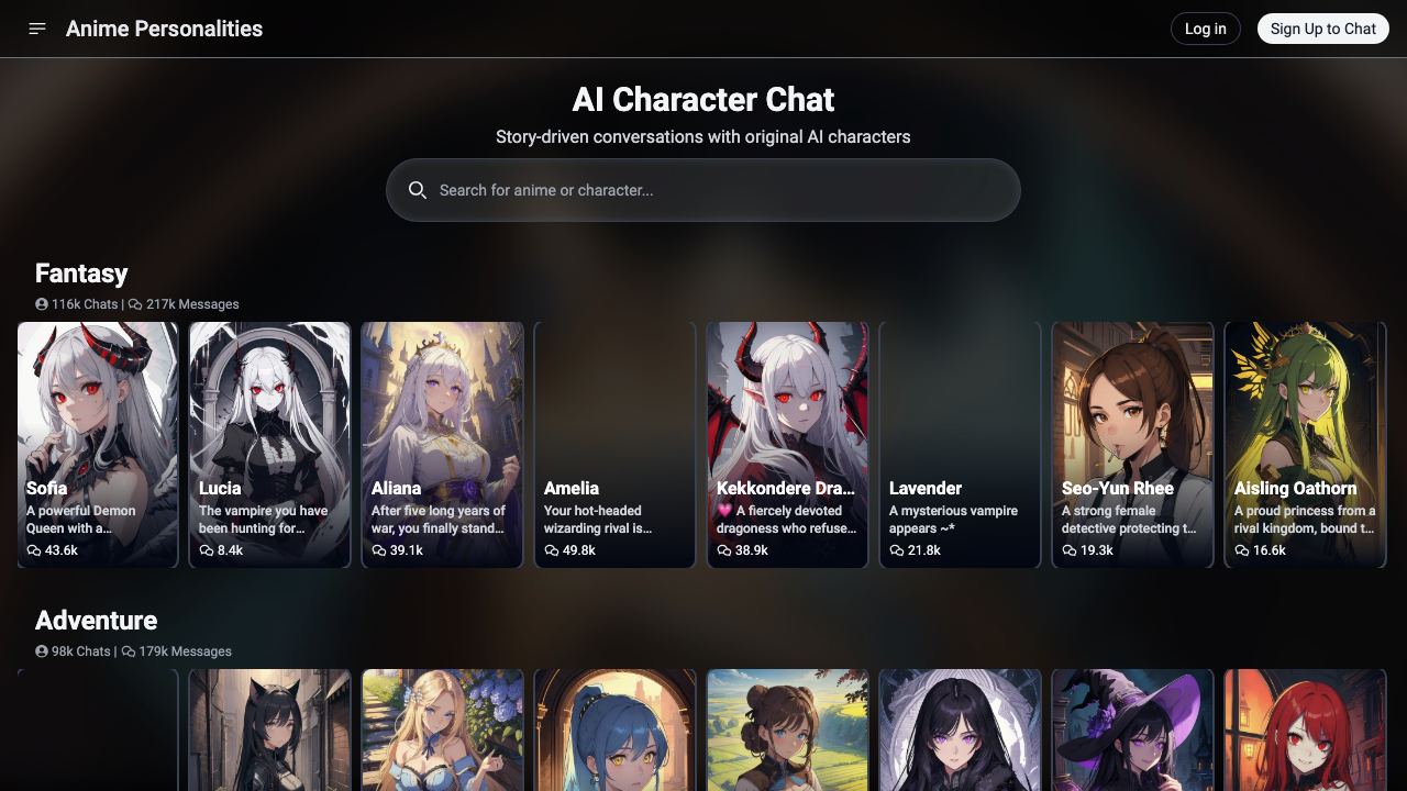 Anime Ai Chat website screenshot
