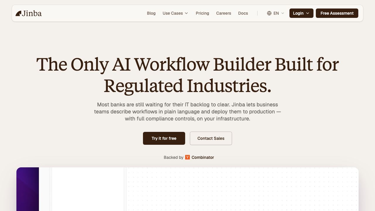Jinba Flow website screenshot