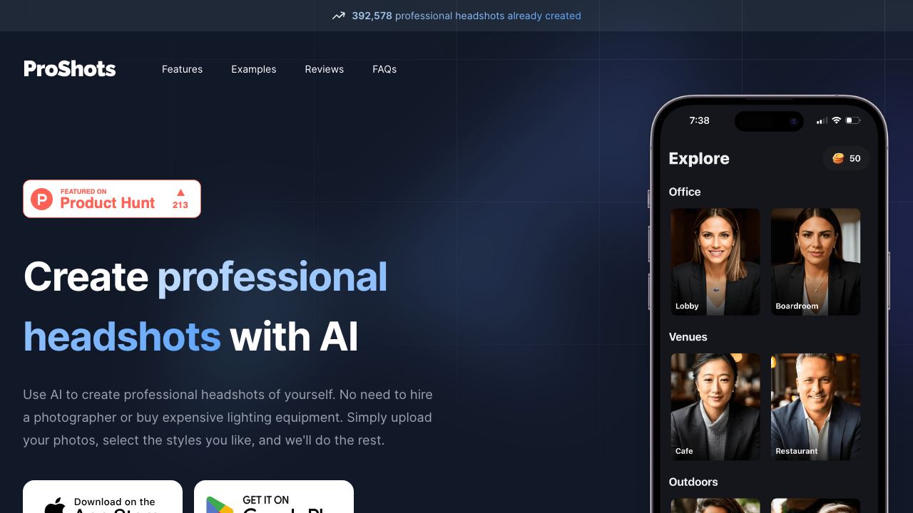ProShots website screenshot