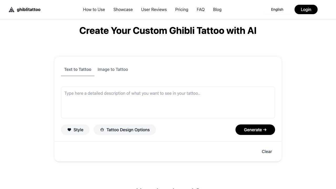 Ghibli Tattoo Generator 网站截图