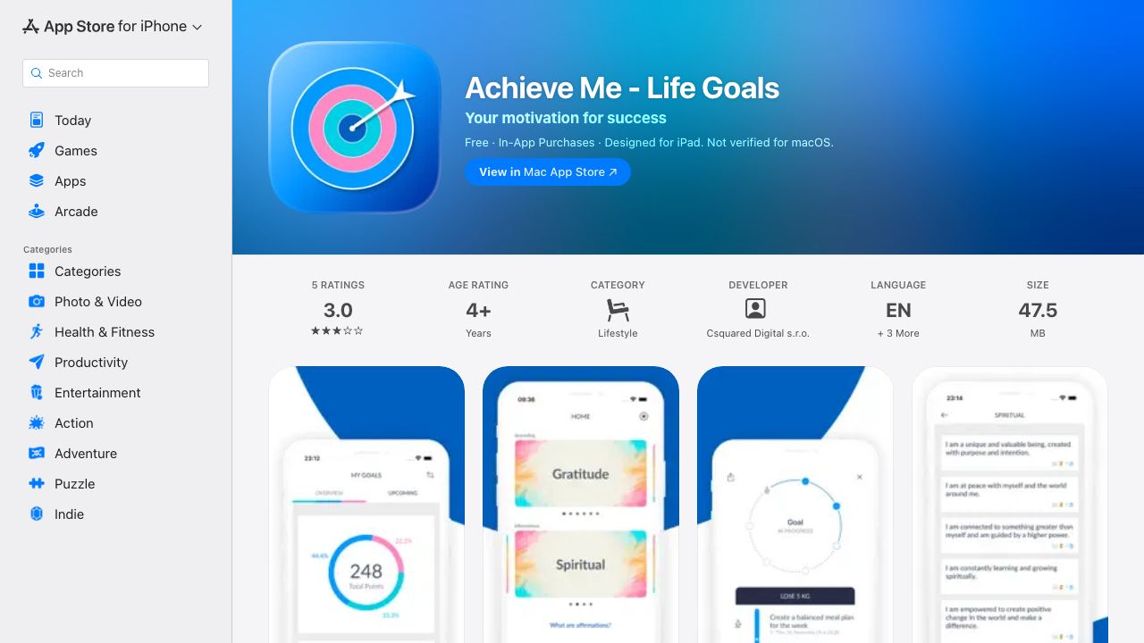 Achieve Me - Life Goals & Mindset 网站截图