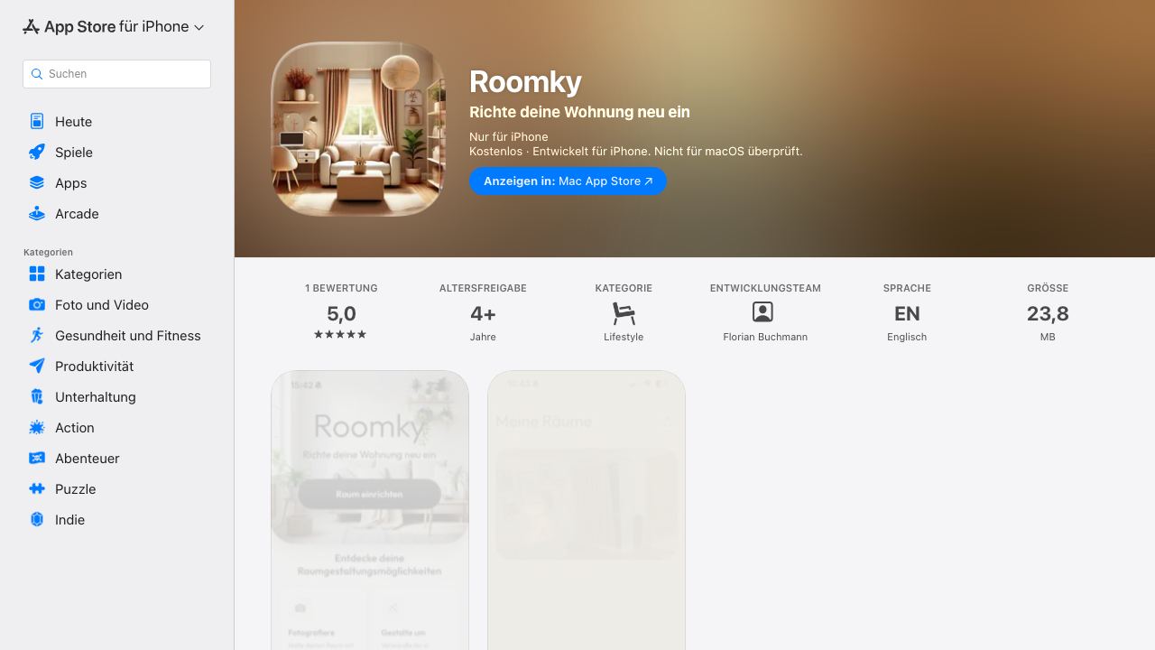 Roomky 网站截图