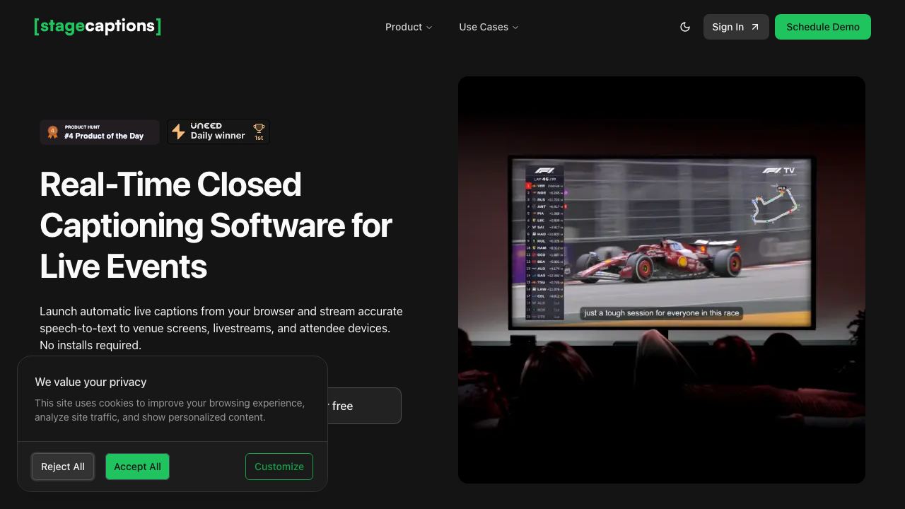 stagecaptions.io 网站截图