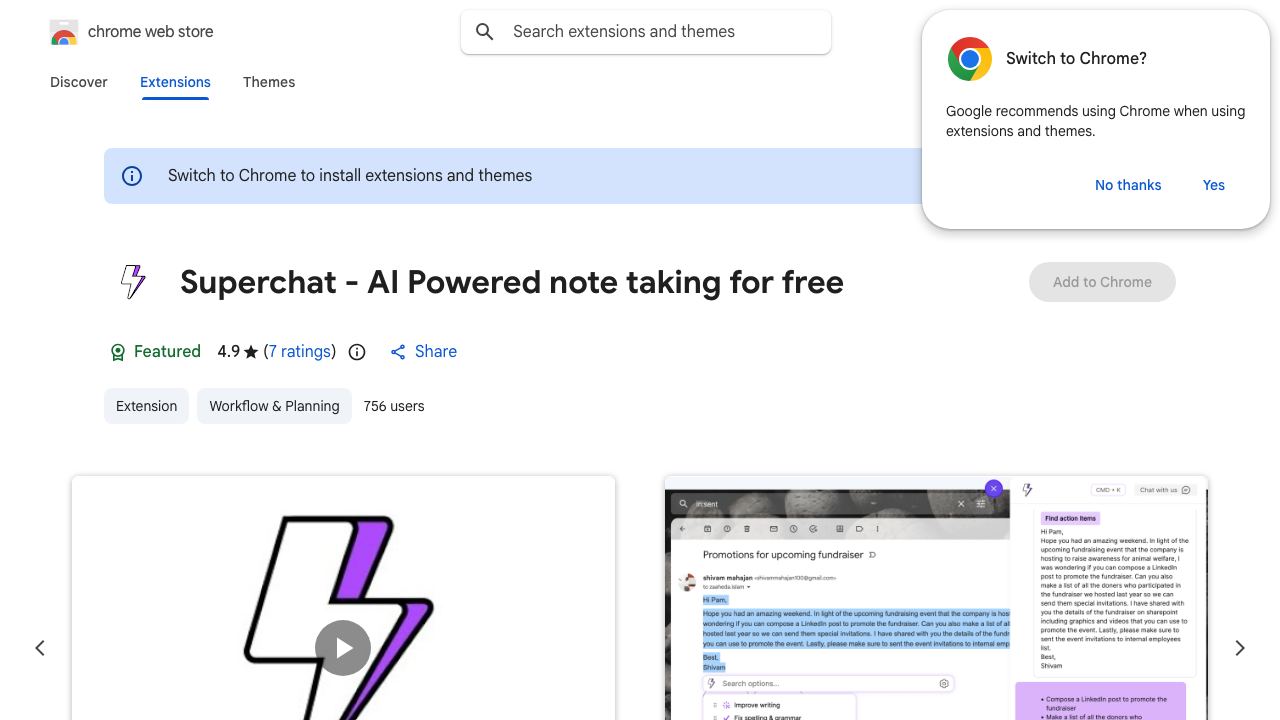 Superchat - AI Powered note taking for free 网站截图