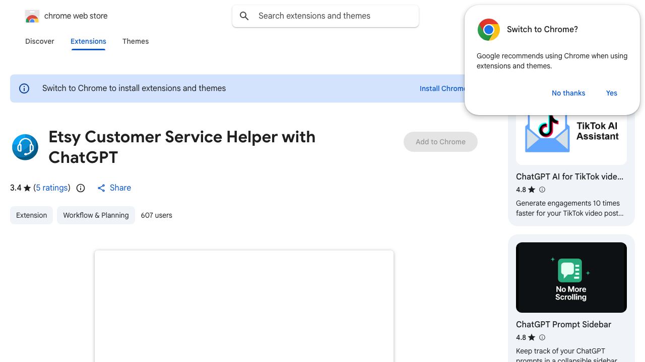 Etsy Customer Service Helper with ChatGPT 网站截图