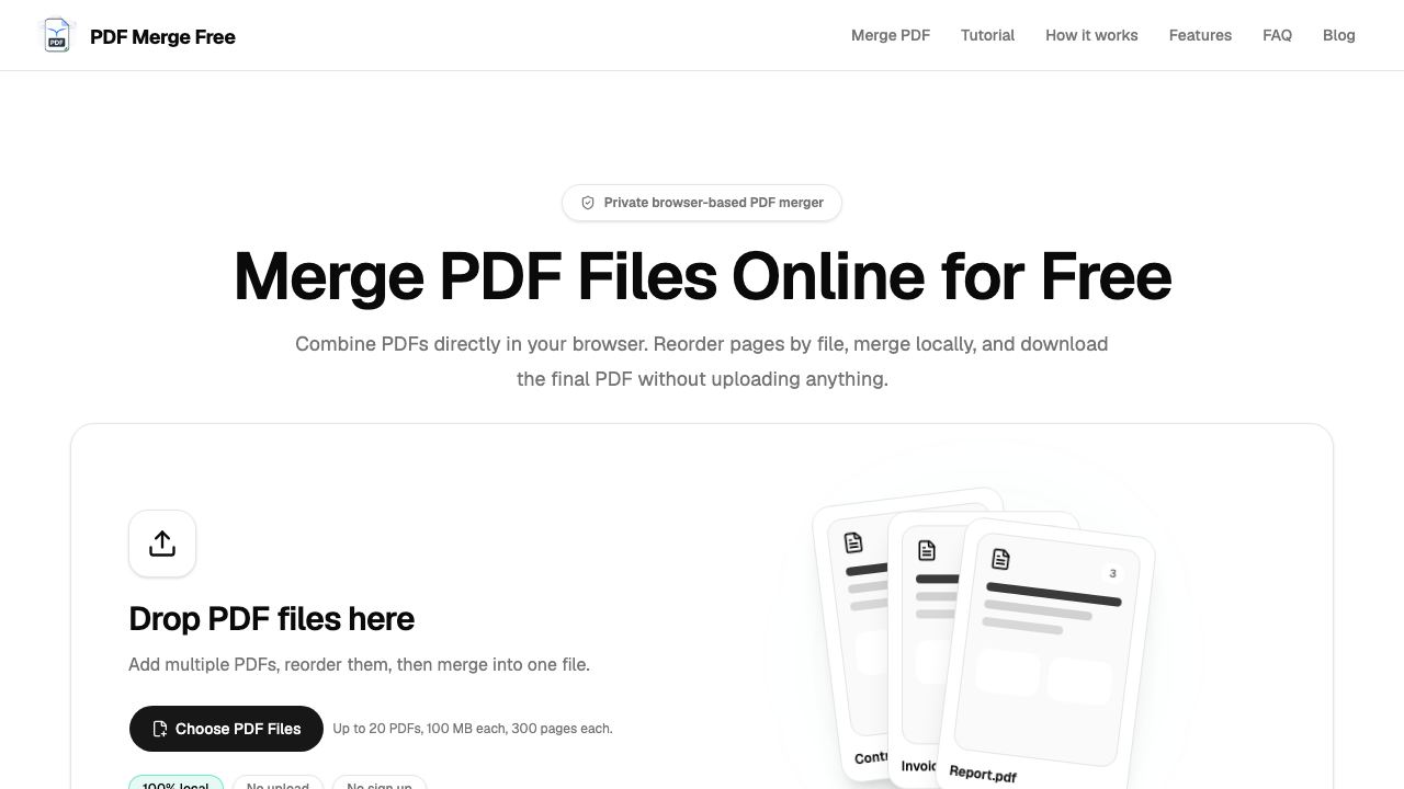 PDF Merge Free 网站截图