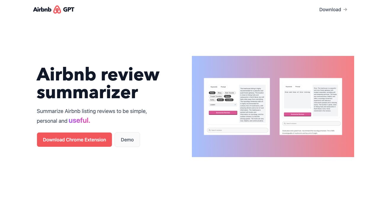 Airbnb Review Summarizer 网站截图