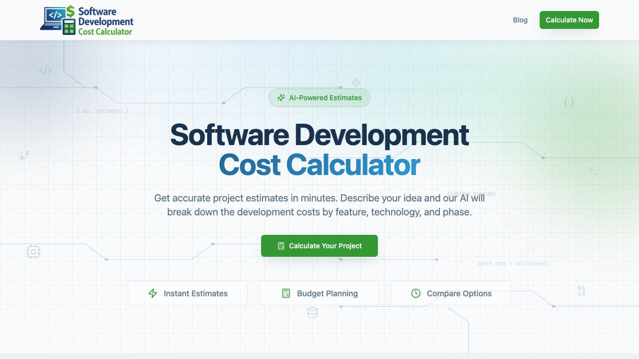 Software Development Cost Calculator 网站截图