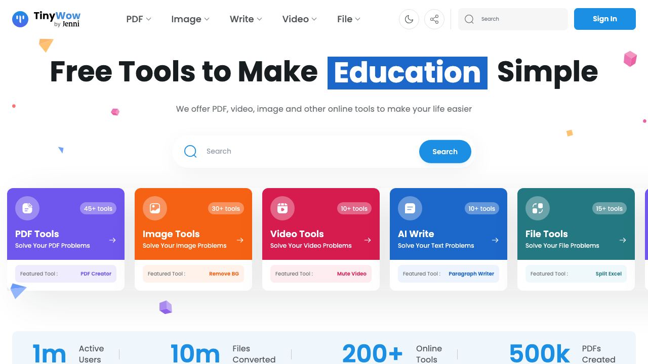 TinyWow 网站截图