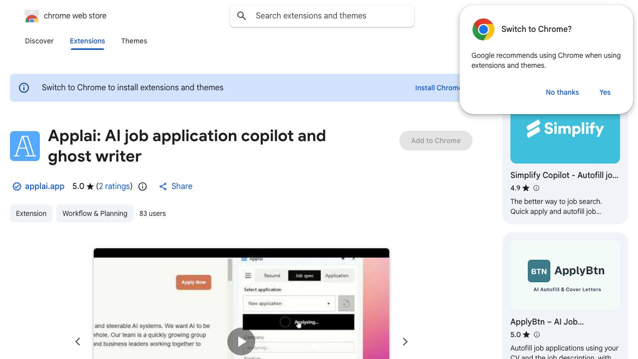 Applai: AI job application copilot and ghost writer website screenshot