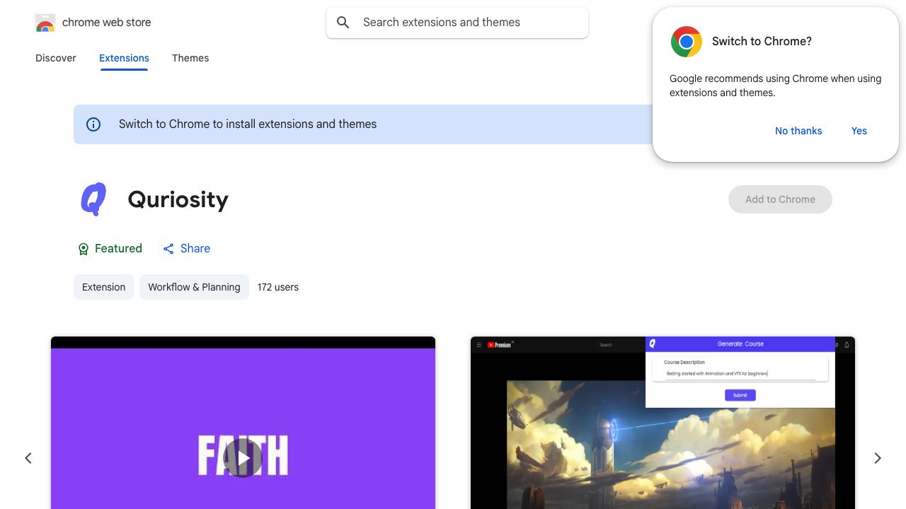 Quriosity website screenshot
