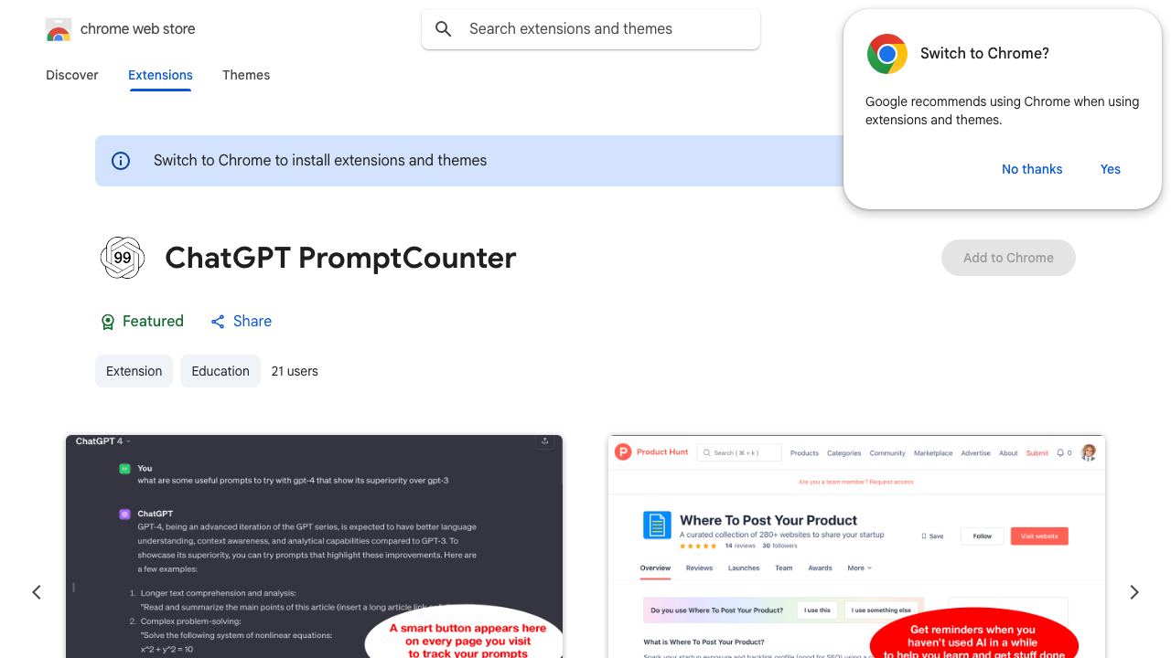 ChatGPT PromptCounter 网站截图