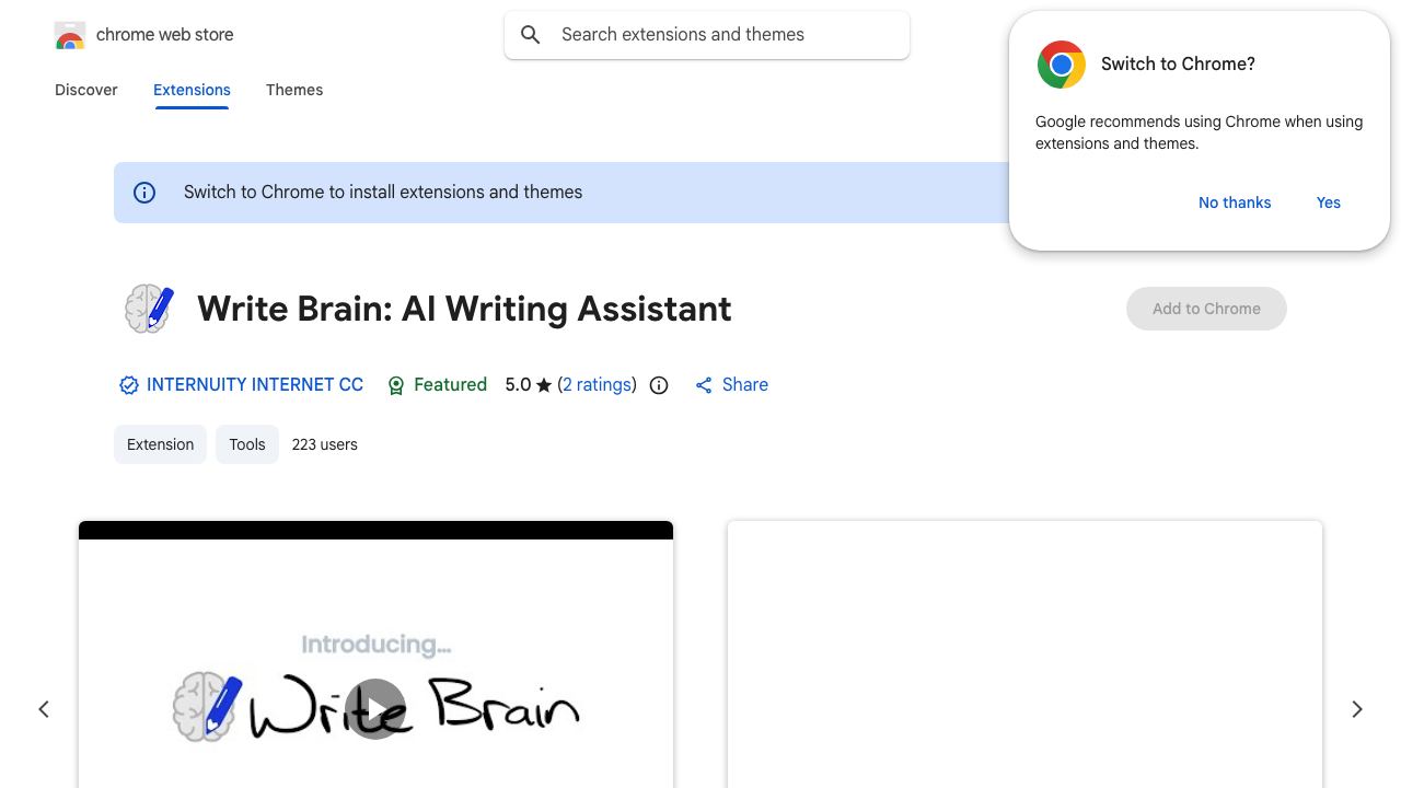 Write Brain: AI Writing Assistant 网站截图