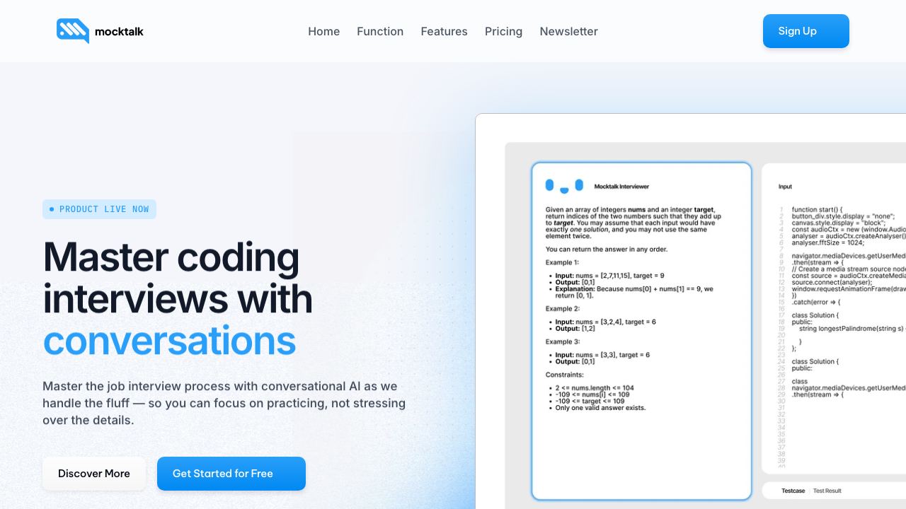 Mocktalk website screenshot