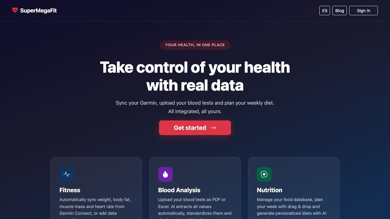 Supermegafit website screenshot