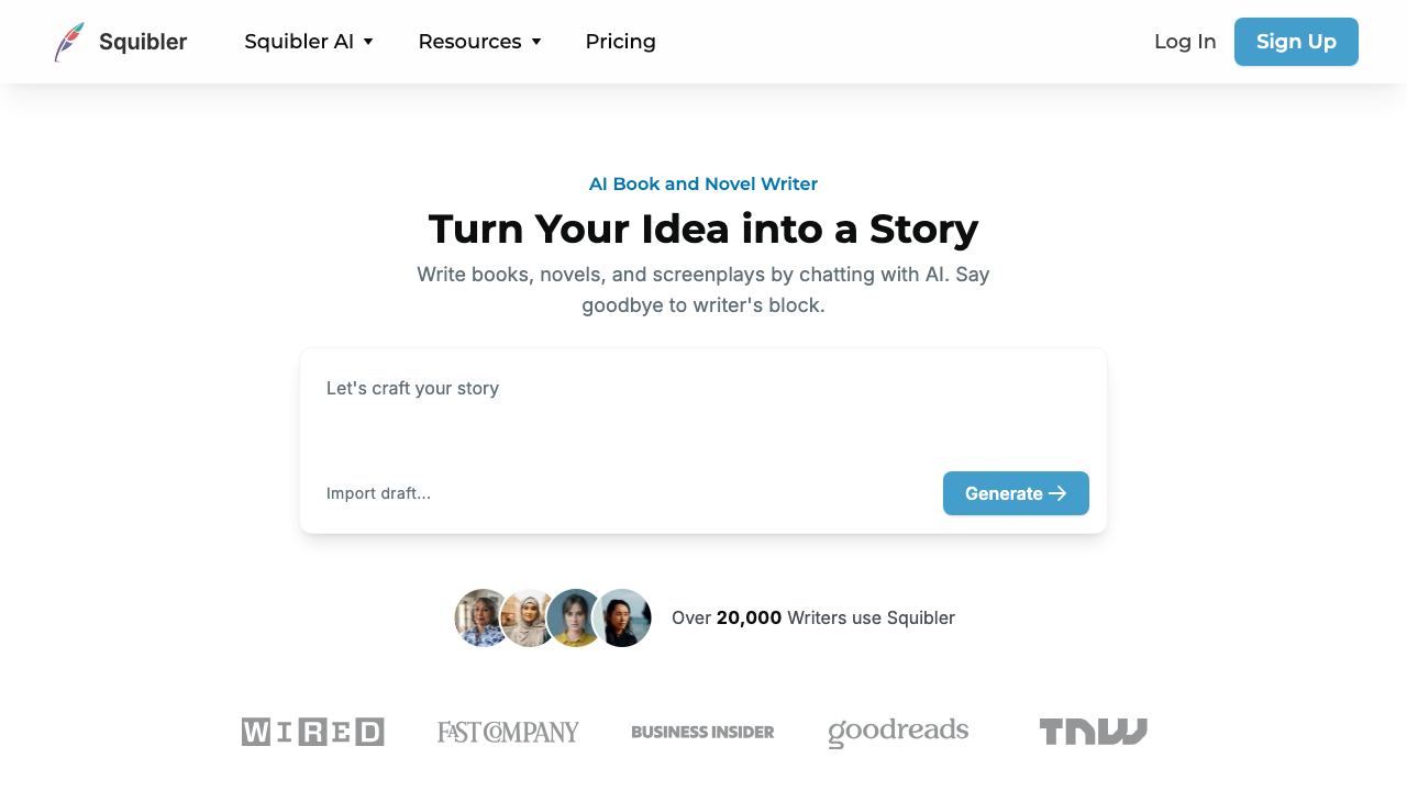 Squibler website screenshot