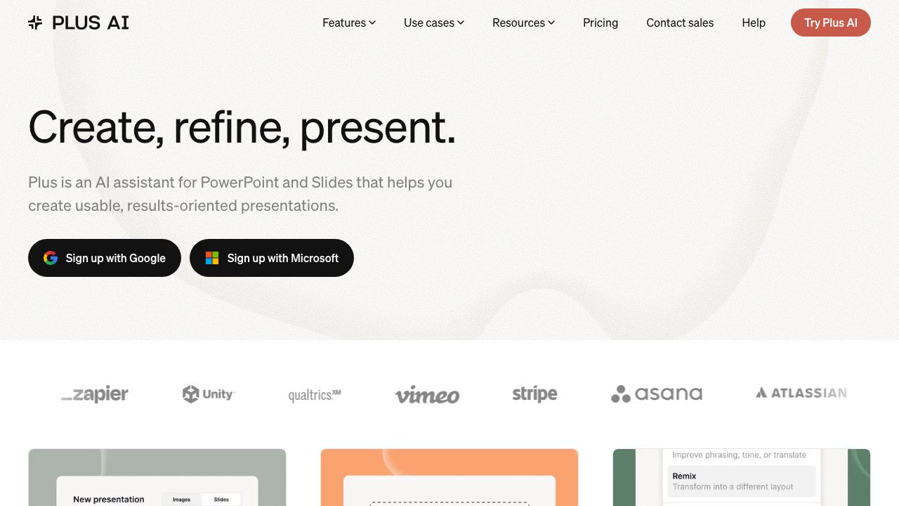 Plus AI website screenshot