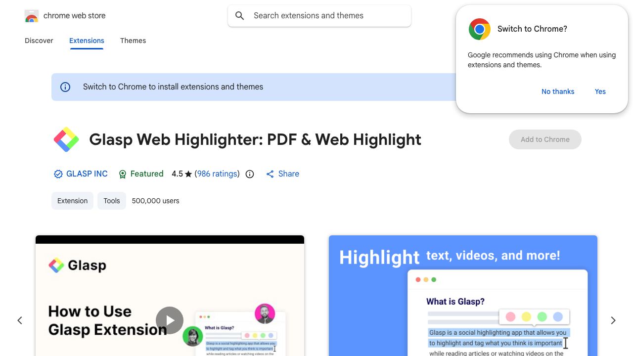 Glasp Web Highlighter - PDF & Web Highlights 网站截图