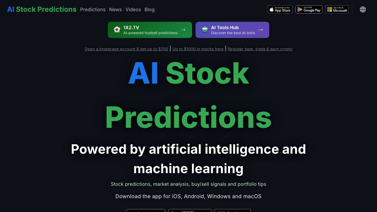 AI-Stock-Predictions.com 网站截图