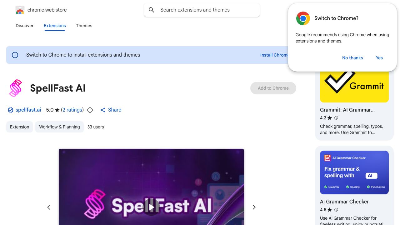SpellFast AI website screenshot
