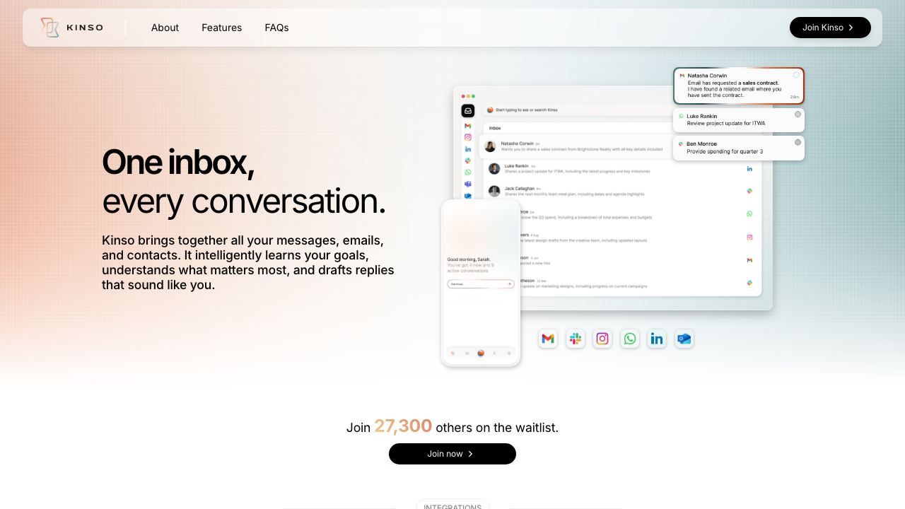 Kinso AI 网站截图