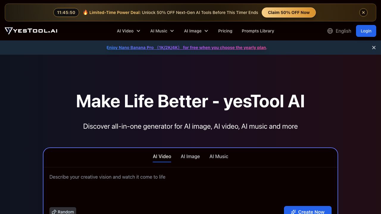 yesTool AI 网站截图