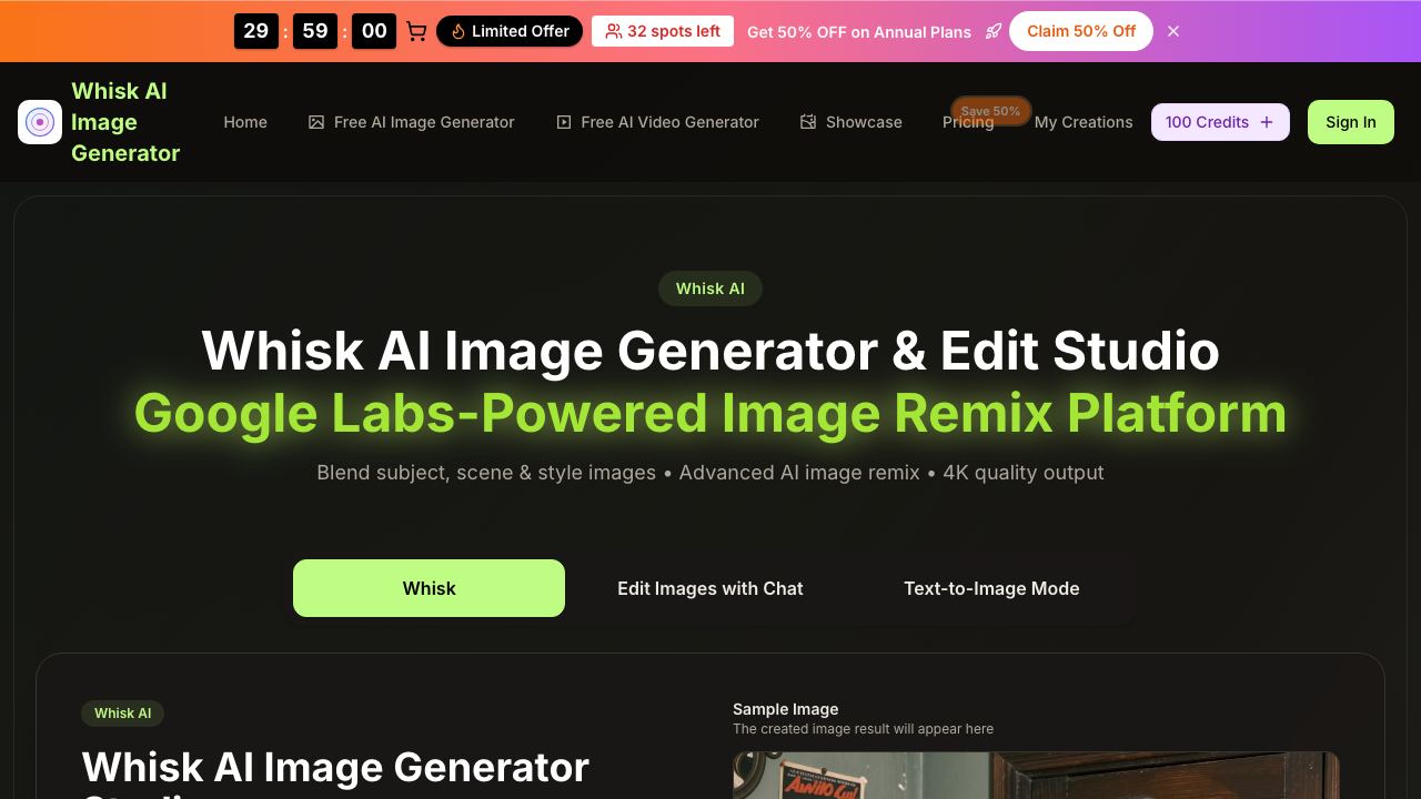 Whisk AI Image Generator 网站截图