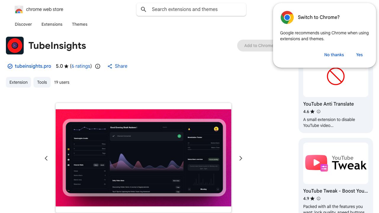TubeInsights 网站截图