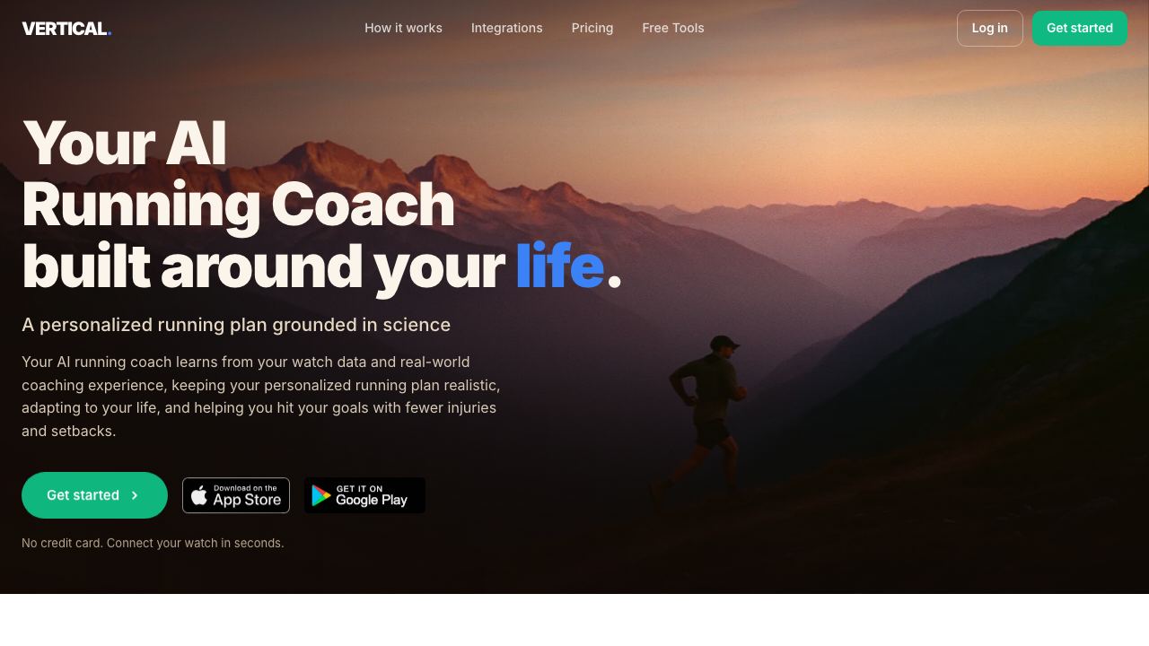 Vertical - AI Running Coach 网站截图