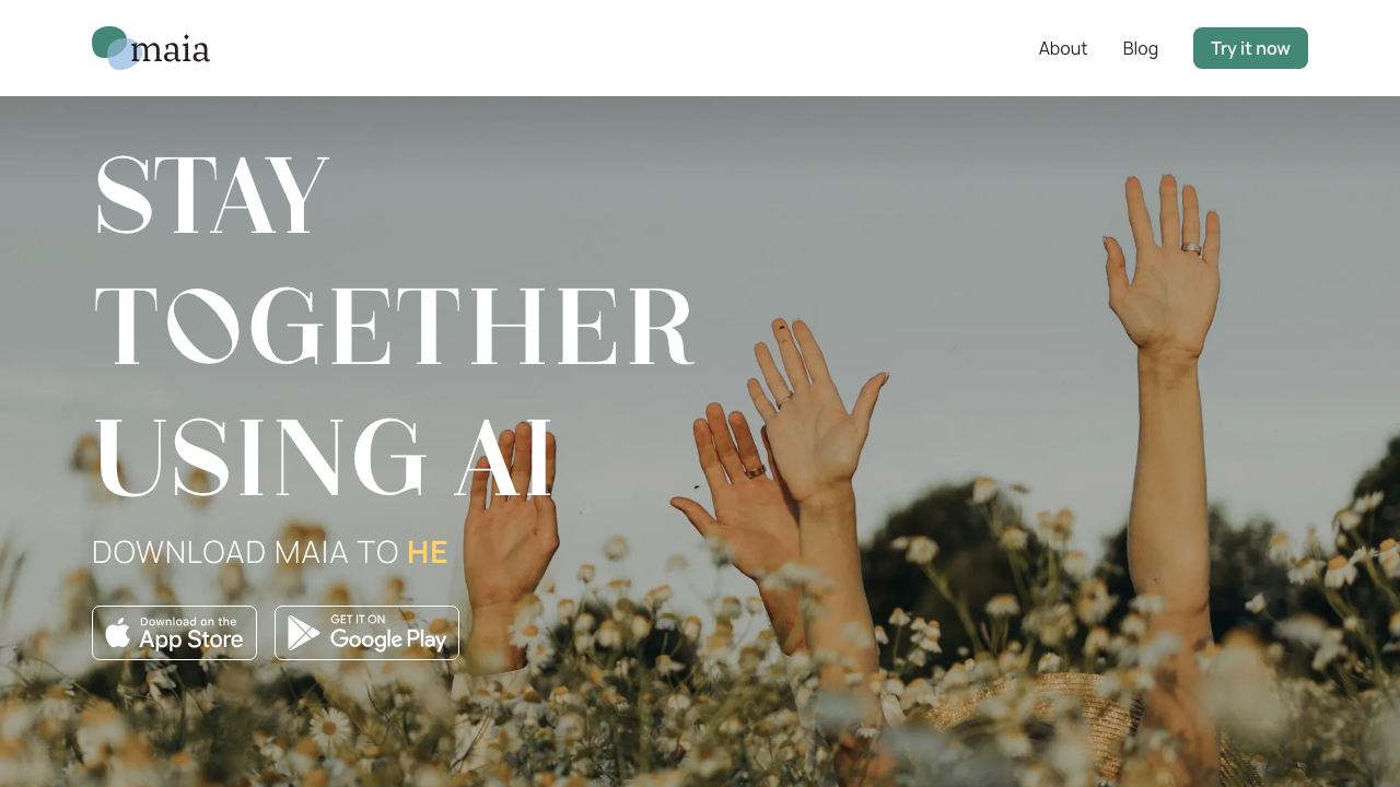 Maia AI Voice: For Couples website screenshot