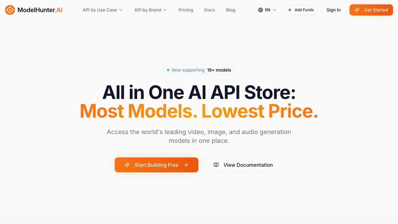 ModelHunter.AI 网站截图