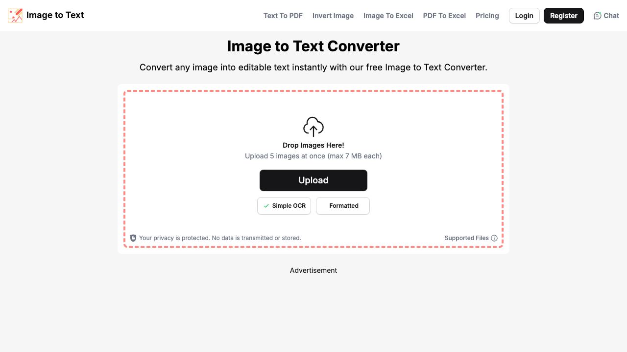 Image to Text  CC 网站截图