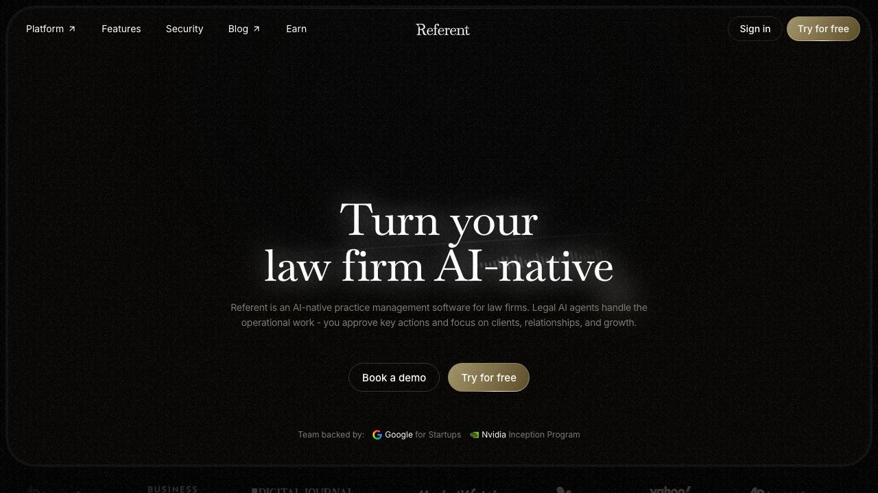 Referent website screenshot